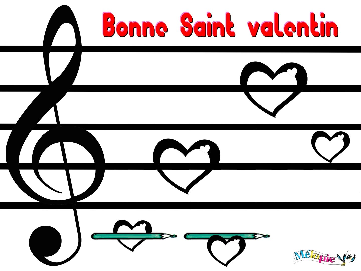 Activité de Saint Valentin Et si on révisait les notes de musique avec amour Voici un petit coloriage une sorte de lettre d amour musicale   envoyer  